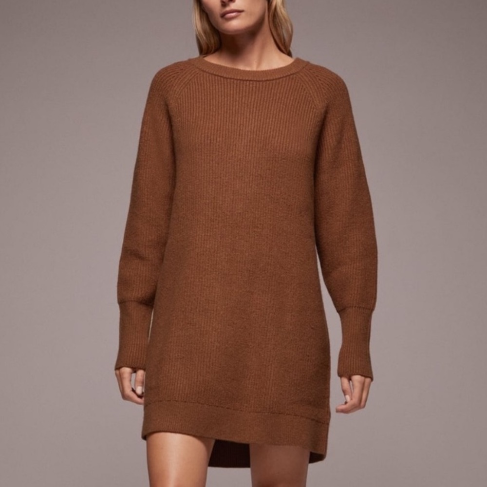 ZARA Brown ribbed knit sweater dress